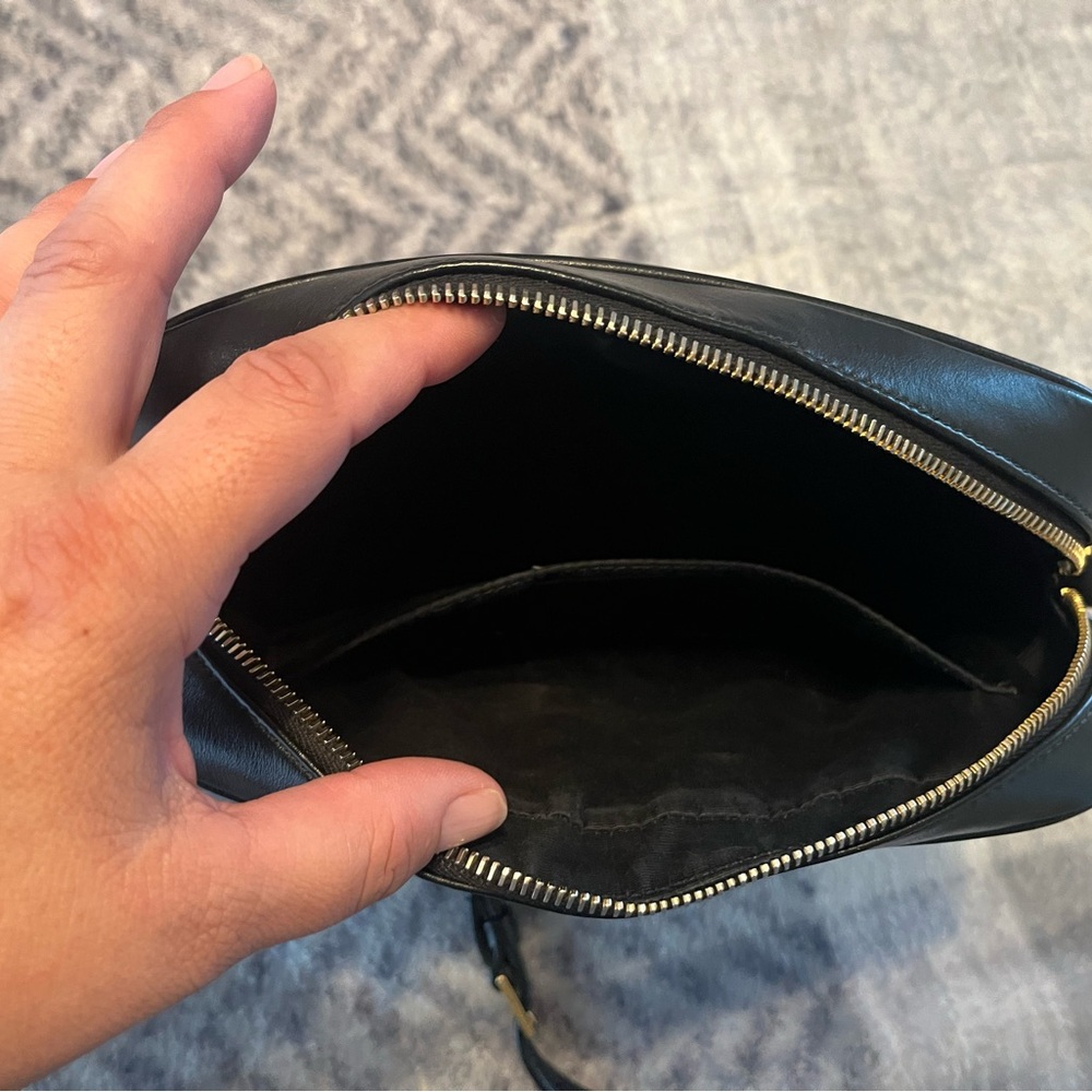 Saint Laurent Black Chevron Crossbody with Gold Logo - Picture 10 of 15